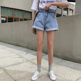 High Waist Retro Denim Wide Leg Shorts Jeans